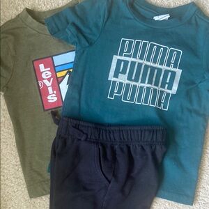 Puma Blue and Black Short Set Soft Cotton Relaxed Fit